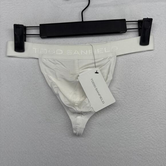 Todd Sanfield Thong Men's Medium White Essential Solid Minimal Jock Strap NEW - Picture 1 of 5